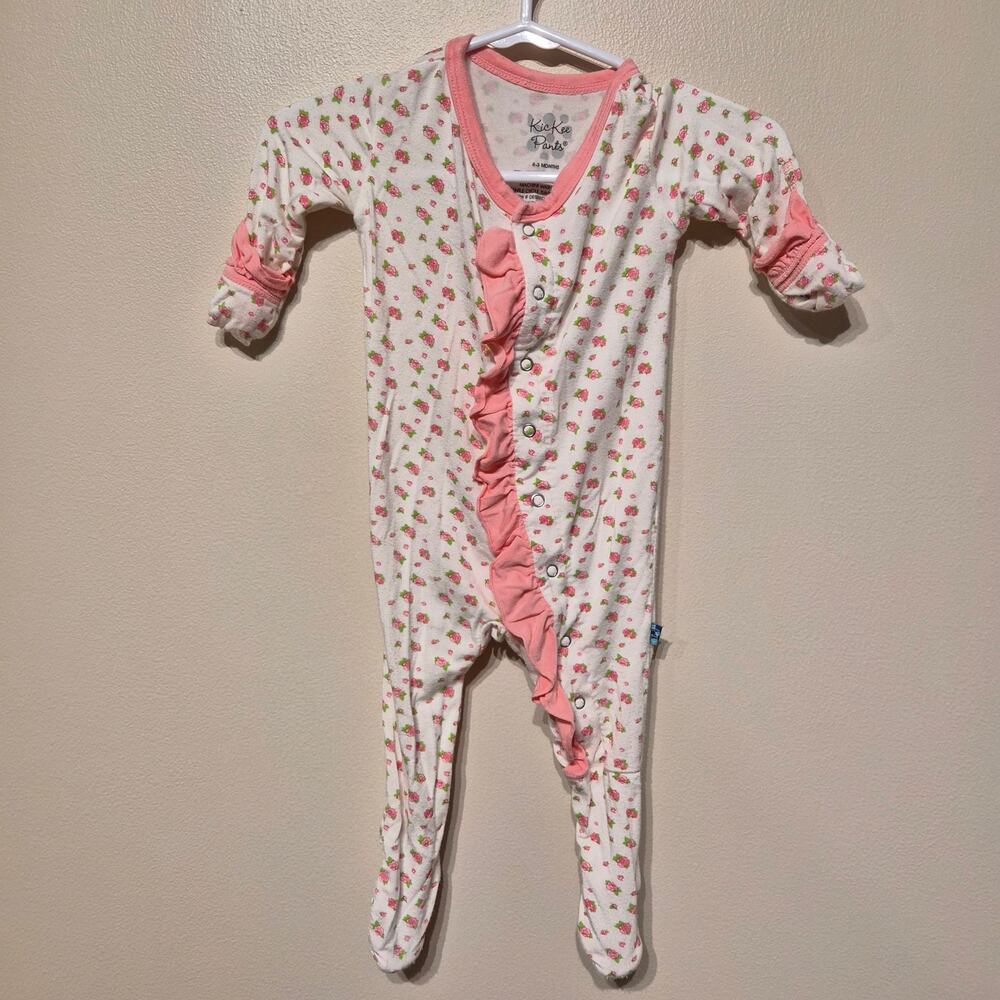 KicKee Pants Bamboo 0-3 Months Floral Button Footie Pajamas
